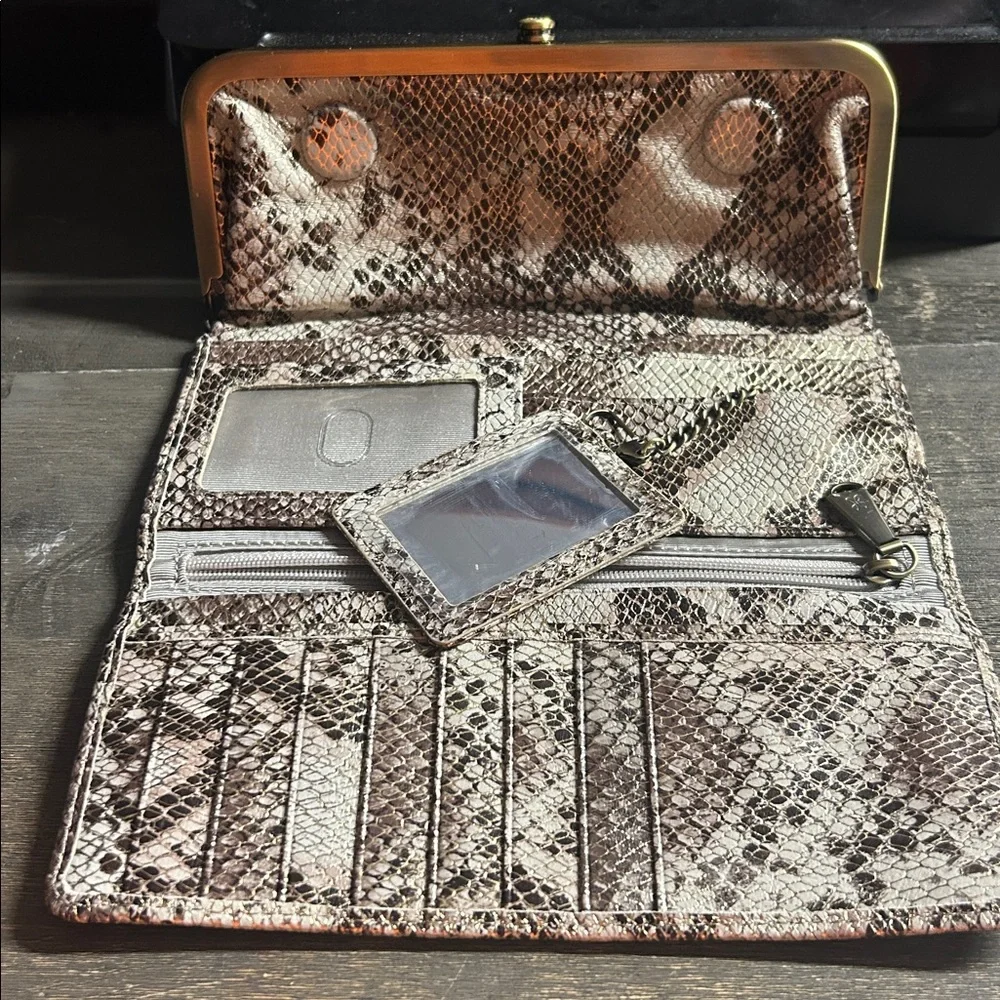 HOBO Leather Metallic Accent Snakeskin Clutch Wallet‎